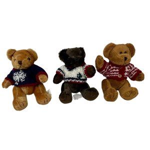 Plush Teddy Bears with Knitted Sweaters - Set of‎ 3